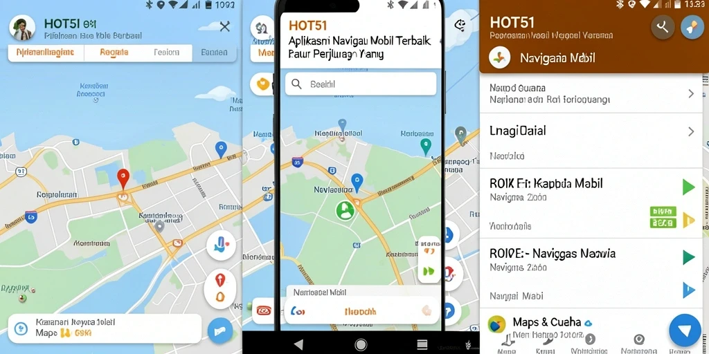 Tampilan antarmuka aplikasi HOT51 untuk Navigasi Mobil yang intuitif.