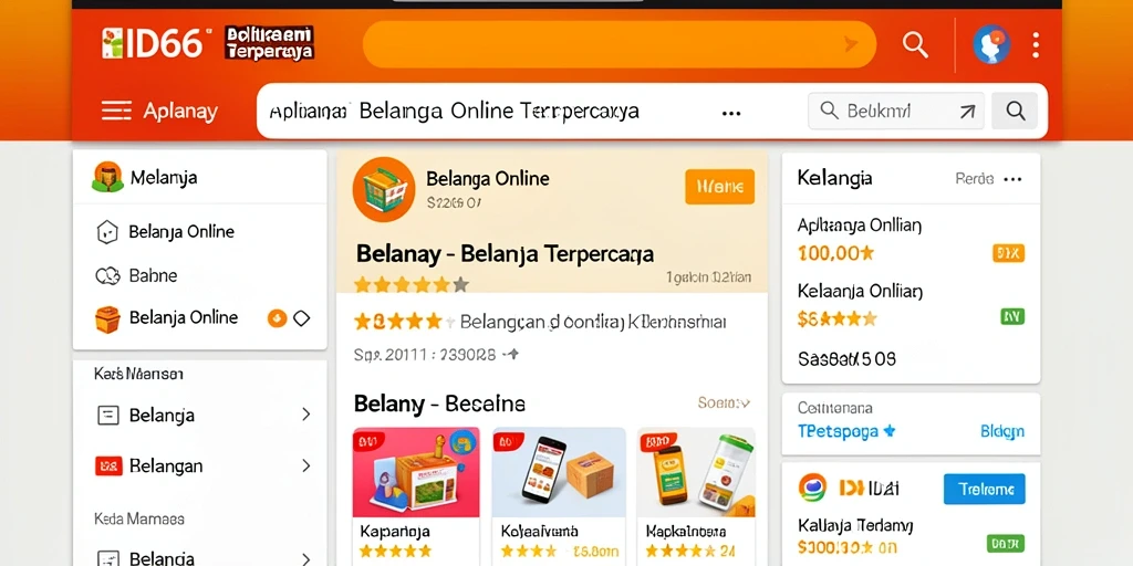 Tampilan antarmuka aplikasi ID66 untuk belanja online.