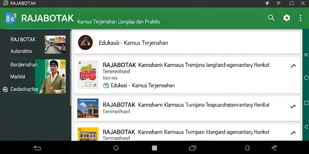Tampilan antarmuka aplikasi RAJABOTAK yang sederhana dan efektif.