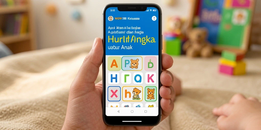 Tampilan antarmuka WOW388 yang interaktif dan edukatif untuk belajar huruf dan angka.