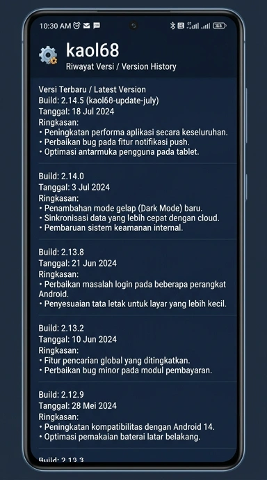 Riwayat Versi kaol68 untuk Pengguna Android